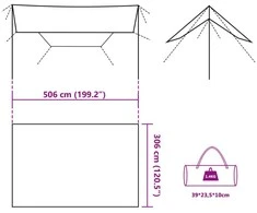 Stovyklavimo tentas, rudas, 506x306cm, atsparus vandeniui