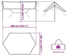 Stovyklavimo tentas, žalias, 460x305x210cm, atsparus vandeniui