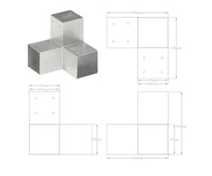 Stulpo sujungimas, 91x91mm, galvanizuotas metalas, Y formos