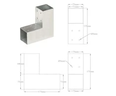 Stulpų sujungimai, 4vnt., 71x71mm, metalas, L formos