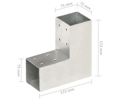 Stulpų sujungimai, 4vnt., 71x71mm, metalas, L formos