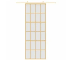 Stumdomos durys, auksinės, 76x205cm, ESG stiklas ir aliuminis