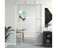 Stumdomos durys, baltos, 102,5x205cm, stiklas ir aliuminis