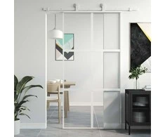 Stumdomos durys, baltos, 102,5x205cm, stiklas ir aliuminis