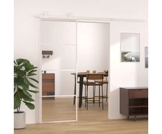 Stumdomos durys, baltos, 76x205cm, ESG stiklas ir aliuminis