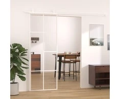 Stumdomos durys, baltos, 76x205cm, ESG stiklas ir aliuminis