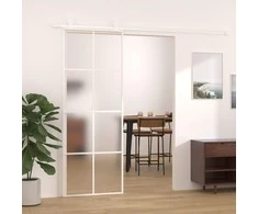 Stumdomos durys, baltos, 76x205cm, ESG stiklas ir aliuminis