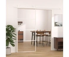 Stumdomos durys, baltos, 90x205cm, ESG stiklas ir aliuminis