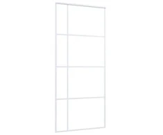 Stumdomos durys, baltos, 90x205cm, ESG stiklas ir aliuminis
