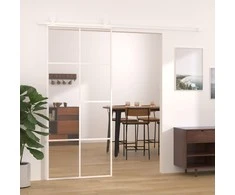 Stumdomos durys, baltos, 90x205cm, ESG stiklas ir aliuminis