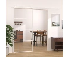 Stumdomos durys, baltos, 90x205cm, ESG stiklas ir aliuminis