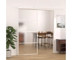 Stumdomos durys, baltos, 90x205cm, ESG stiklas ir aliuminis