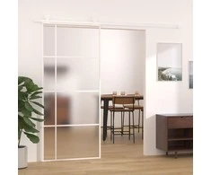 Stumdomos durys, baltos, 90x205cm, ESG stiklas ir aliuminis