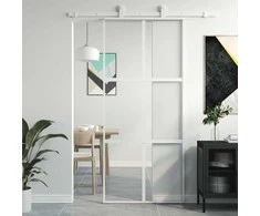 Stumdomos durys, baltos, 90x205cm, grūdintas stiklas/aliuminis