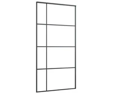 Stumdomos durys, juodos, 102,5x205cm, ESG stiklas ir aliuminis