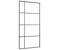 Stumdomos durys, juodos, 102,5x205cm, ESG stiklas ir aliuminis