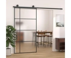 Stumdomos durys, juodos, 102,5x205cm, ESG stiklas ir aliuminis