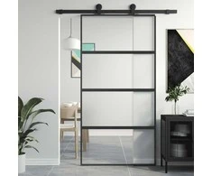 Stumdomos durys, juodos, 102,5x205cm, stiklas ir aliuminis