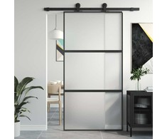 Stumdomos durys, juodos, 102,5x205cm, stiklas ir aliuminis