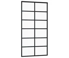 Stumdomos durys, juodos, 102x205cm, ESG stiklas ir aliuminis