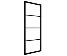Stumdomos durys, juodos, 76x205cm, aliuminis ir ESG stiklas