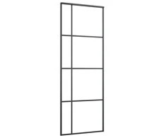 Stumdomos durys, juodos, 76x205cm, ESG stiklas ir aliuminis