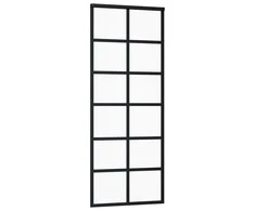 Stumdomos durys, juodos, 76x205cm, ESG stiklas ir aliuminis
