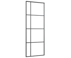 Stumdomos durys, juodos, 76x205cm, ESG stiklas ir aliuminis