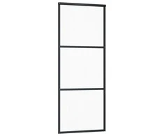 Stumdomos durys, juodos, 76x205cm, ESG stiklas ir aliuminis