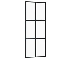 Stumdomos durys, juodos, 76x205cm, ESG stiklas ir aliuminis
