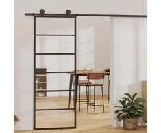 Stumdomos durys, juodos, 76x205cm, ESG stiklas ir aliuminis