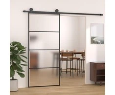 Stumdomos durys, juodos, 90x205cm, ESG stiklas ir aliuminis