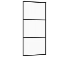 Stumdomos durys, juodos, 90x205cm, ESG stiklas ir aliuminis