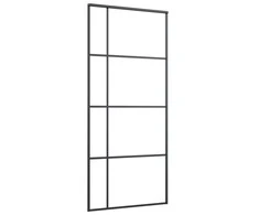 Stumdomos durys, juodos, 90x205cm, ESG stiklas ir aliuminis