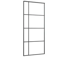 Stumdomos durys, juodos, 90x205cm, ESG stiklas ir aliuminis