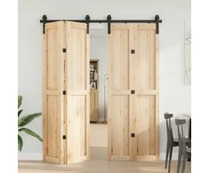 Stumdomų durų įrangos rinkinys, juodos spalvos, 183cm, plienas