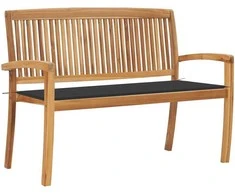 Sudedamas sodo suoliukas su pagalvėle, 128,5cm, tikmedis
