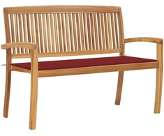 Sudedamas sodo suoliukas su pagalvėle, 128,5cm, tikmedis