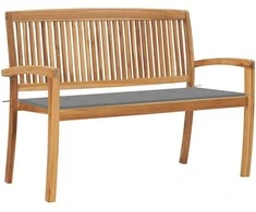 Sudedamas sodo suoliukas su pagalvėle, 128,5cm, tikmedis