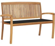 Sudedamas sodo suoliukas su pagalvėle, 128,5cm, tikmedis