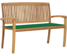 Sudedamas sodo suoliukas su pagalvėle, 128,5cm, tikmedis