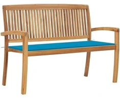 Sudedamas sodo suoliukas su pagalvėle, 128,5cm, tikmedis