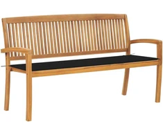 Sudedamas sodo suoliukas su pagalvėle, 159 cm, tikmedis