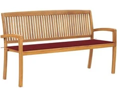 Sudedamas sodo suoliukas su pagalvėle, 159 cm, tikmedis