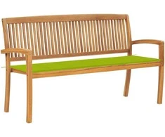 Sudedamas sodo suoliukas su pagalvėle, 159 cm, tikmedis