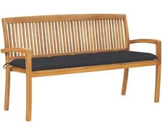 Sudedamas sodo suoliukas su pagalvėle, 159 cm, tikmedis