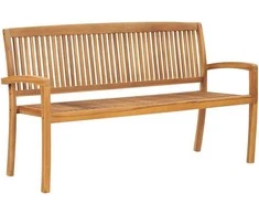 Sudedamas sodo suoliukas su pagalvėle, 159 cm, tikmedis
