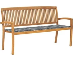 Sudedamas sodo suoliukas su pagalvėle, 159 cm, tikmedis