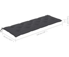 Sudedamas sodo suoliukas su pagalvėle, 159 cm, tikmedis