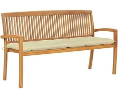 Sudedamas sodo suoliukas su pagalvėle, 159 cm, tikmedis